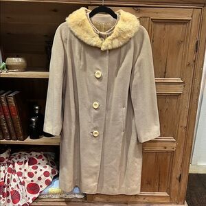 Cashmere and Mink Collar Swing Coat
